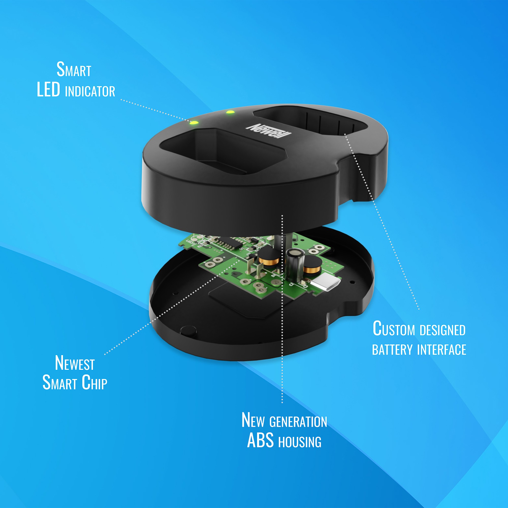 Ładowarka dwukanałowa Newell SDC-USB do akumulatorów DMW-BLF19E - Zdjęcie 6 Ładowarka dwukanałowa Newell SDC-USB do akumulatorów DMW-BLF19E - Zdjęcie 6