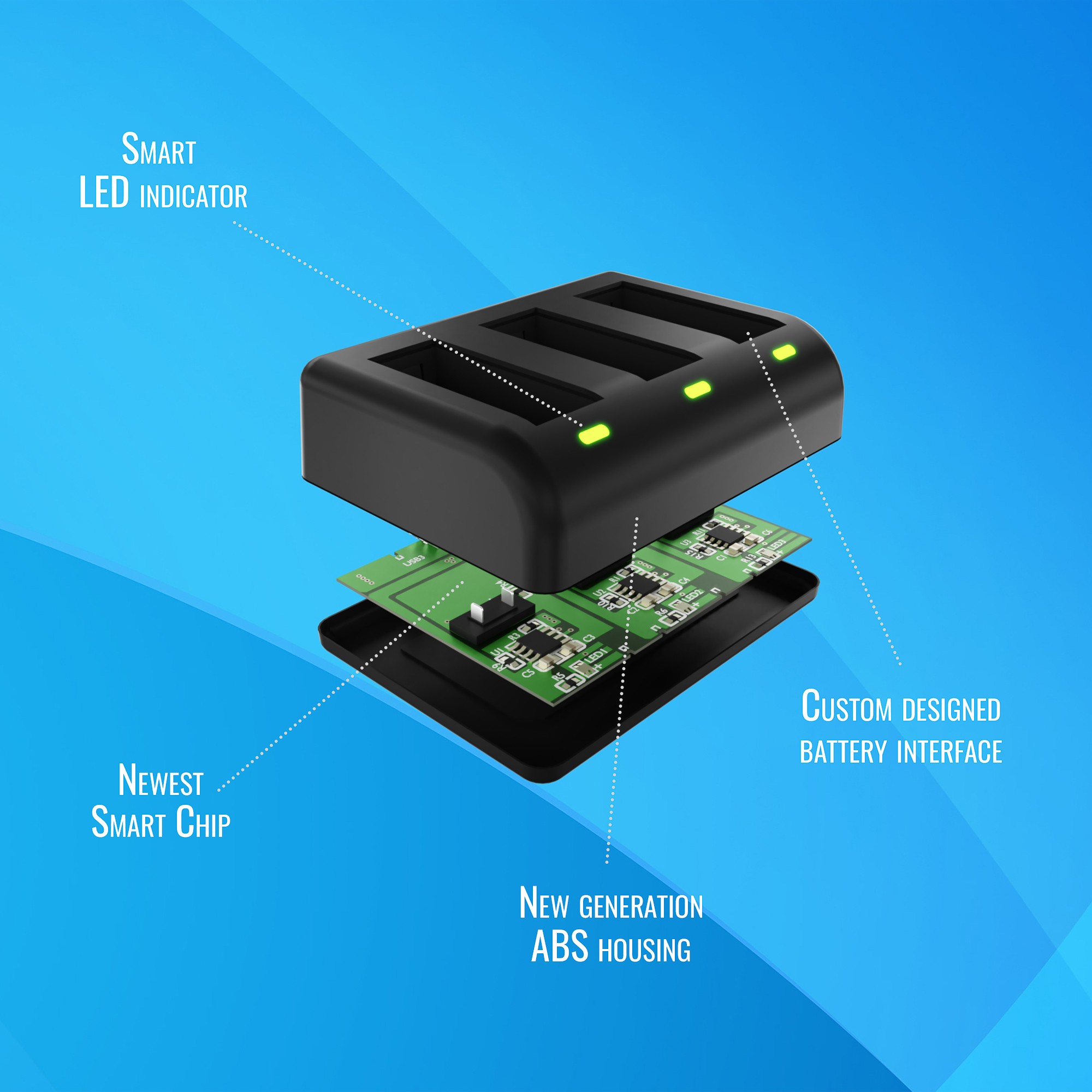 Ładowarka trójkanałowa Newell SDC-USB do akumulatorów AABAT-001 - Zdjęcie 6 Ładowarka trójkanałowa Newell SDC-USB do akumulatorów AABAT-001 - Zdjęcie 6