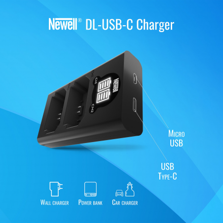 Ładowarka dwukanałowa Newell DL-USB-C do akumulatorów DMW-BLF19 do Panasonic