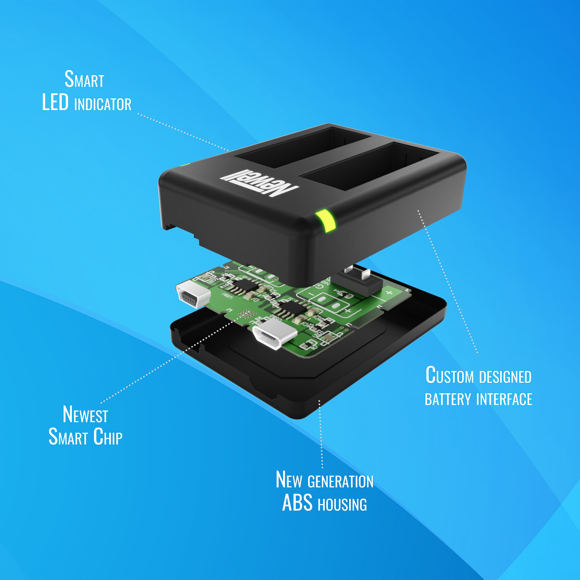 Ładowarka dwukanałowa Newell SDC-USB do akumulatorów AHDBT-401 - Zdjęcie 6 Ładowarka dwukanałowa Newell SDC-USB do akumulatorów AHDBT-401 - Zdjęcie 6