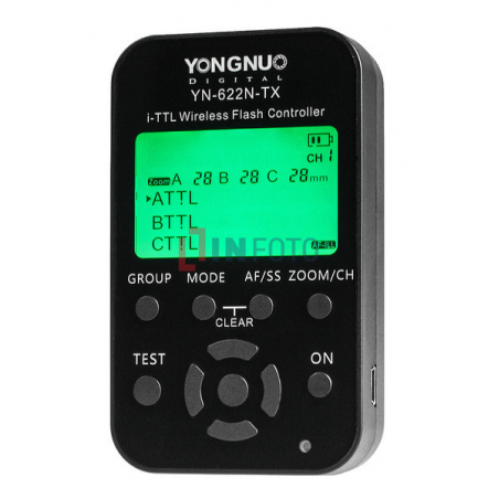 Kontroler wyzwalaczy radiowych Yongnuo YN622N-TX do Nikon panel sterowania LCD włączony