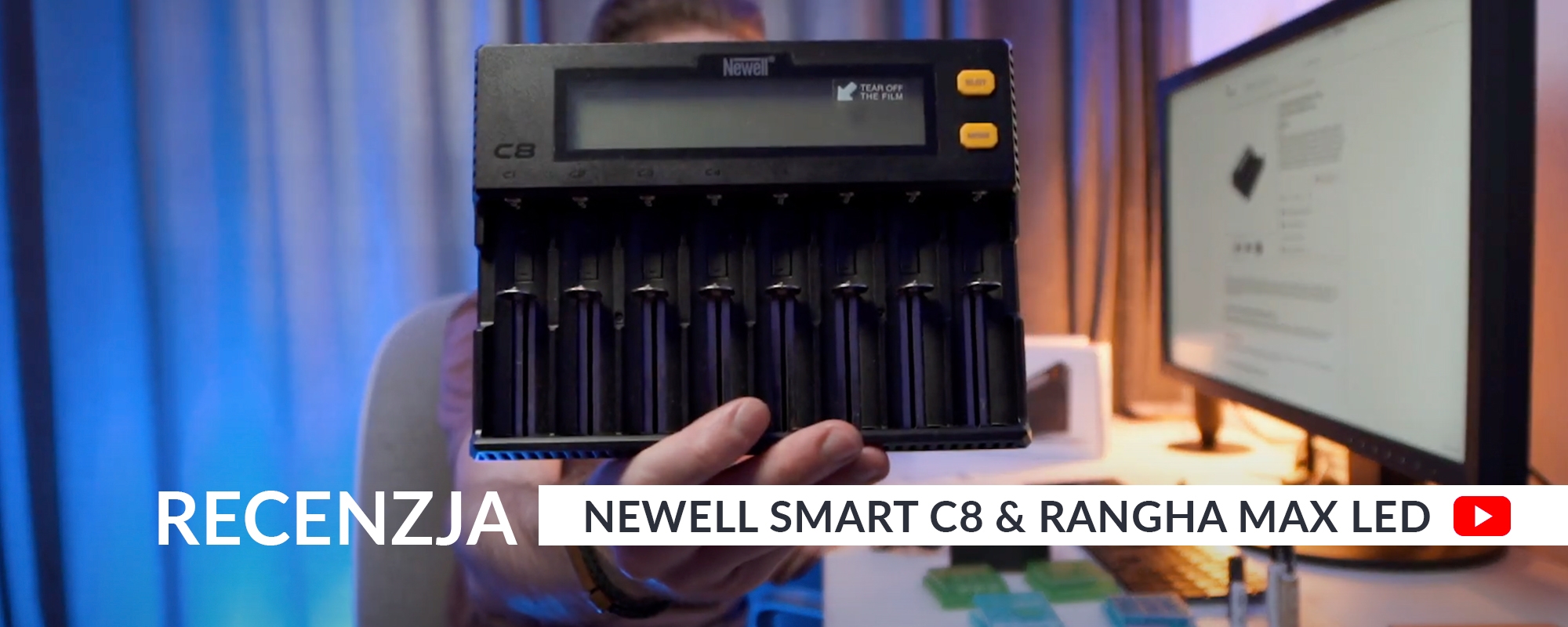 Recenzja ładowarki Newell Smart C8 oraz lampy RGB-W Rangha Max na kanale Jakub Barański